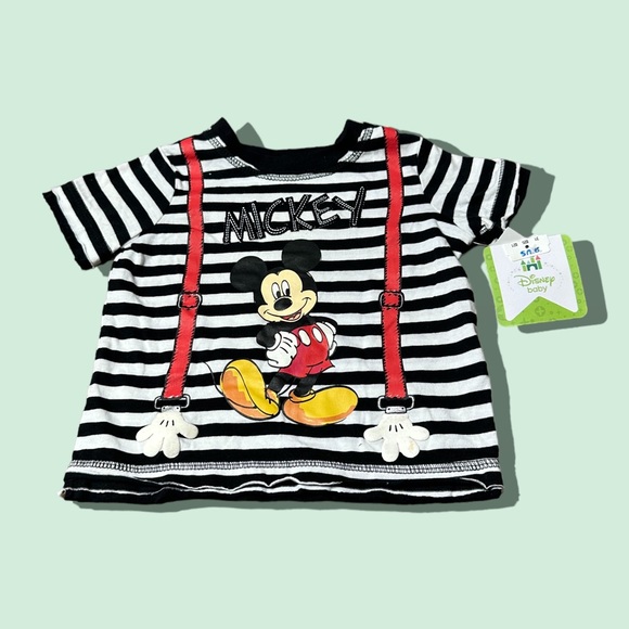 Disney Other - NWT Toys R Us Disney Baby Mickey Mouse Black And White Stripe Suspender S/S Tee